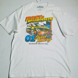 UNIVERSAL STUDIO FAST & FURIOUS WHITE GRAPHIC XL MENS T-SHIRT